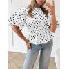 imageCicy Bell Womens Polka Dots Peplum Tops Summer Puff Short Sleeve Round Neck Blouses Trendy Casual ShirtsWhite