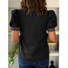 imageCicy Bell Womens Puff Short Sleeve Blouses Summer Casual Dressy V Neck Contrast Stitch Tops Loose Fit ShirtsBlack