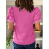 imageCicy Bell Womens Puff Short Sleeve Blouses Summer Casual Dressy V Neck Contrast Stitch Tops Loose Fit ShirtsPink