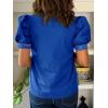 imageCicy Bell Womens Puff Short Sleeve Blouses Summer Casual Dressy V Neck Contrast Stitch Tops Loose Fit ShirtsRoyal Blue