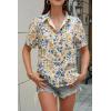 imageCicy Bell Womens Puff Short Sleeve Button Down Shirts Summer Casual Collared V Neck Blouse Linen Loose Fit Work TopsBlue Beige