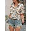 imageCicy Bell Womens Puff Short Sleeve Button Down Shirts Summer Casual Collared V Neck Blouse Linen Loose Fit Work TopsBlue Beige