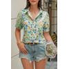 imageCicy Bell Womens Puff Short Sleeve Button Down Shirts Summer Casual Collared V Neck Blouse Linen Loose Fit Work TopsBlue Green