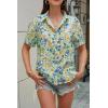 imageCicy Bell Womens Puff Short Sleeve Button Down Shirts Summer Casual Collared V Neck Blouse Linen Loose Fit Work TopsBlue Green