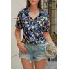 imageCicy Bell Womens Puff Short Sleeve Button Down Shirts Summer Casual Collared V Neck Blouse Linen Loose Fit Work TopsBlue Navy