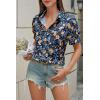 imageCicy Bell Womens Puff Short Sleeve Button Down Shirts Summer Casual Collared V Neck Blouse Linen Loose Fit Work TopsBlue Navy