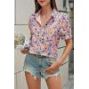 imageCicy Bell Womens Puff Short Sleeve Button Down Shirts Summer Casual Collared V Neck Blouse Linen Loose Fit Work TopsBlue Pink