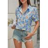 imageCicy Bell Womens Puff Short Sleeve Button Down Shirts Summer Casual Collared V Neck Blouse Linen Loose Fit Work TopsBlue Sky Blue