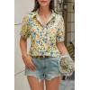 imageCicy Bell Womens Puff Short Sleeve Button Down Shirts Summer Casual Collared V Neck Blouse Linen Loose Fit Work TopsBlue Yellow