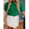 imageCicy Bell Womens Puff Short Sleeve Sweaters Tops Cropped Ribbed Knit Lightweight Pullover Casual Loose Fit Crewneck SweaterGreen