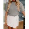 imageCicy Bell Womens Puff Short Sleeve Sweaters Tops Cropped Ribbed Knit Lightweight Pullover Casual Loose Fit Crewneck SweaterGrey