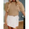 imageCicy Bell Womens Puff Short Sleeve Sweaters Tops Cropped Ribbed Knit Lightweight Pullover Casual Loose Fit Crewneck SweaterKhaki