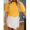 imageCicy Bell Womens Puff Short Sleeve Sweaters Tops Cropped Ribbed Knit Lightweight Pullover Casual Loose Fit Crewneck SweaterYellow