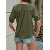 imageCicy Bell Womens Puff Short Sleeve TShirts V Neck Summer Casual Pleated Tops Loose Fit Curved Hem TeesArmy Green