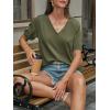 imageCicy Bell Womens Puff Short Sleeve TShirts V Neck Summer Casual Pleated Tops Loose Fit Curved Hem TeesArmy Green