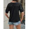 imageCicy Bell Womens Puff Short Sleeve TShirts V Neck Summer Casual Pleated Tops Loose Fit Curved Hem TeesBlack