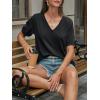 imageCicy Bell Womens Puff Short Sleeve TShirts V Neck Summer Casual Pleated Tops Loose Fit Curved Hem TeesBlack