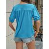imageCicy Bell Womens Puff Short Sleeve TShirts V Neck Summer Casual Pleated Tops Loose Fit Curved Hem TeesBlue