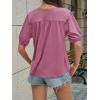 imageCicy Bell Womens Puff Short Sleeve TShirts V Neck Summer Casual Pleated Tops Loose Fit Curved Hem TeesDusty Rose