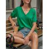 imageCicy Bell Womens Puff Short Sleeve TShirts V Neck Summer Casual Pleated Tops Loose Fit Curved Hem TeesGreen