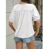 imageCicy Bell Womens Puff Short Sleeve TShirts V Neck Summer Casual Pleated Tops Loose Fit Curved Hem TeesWhite