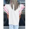 imageCicy Bell Womens Ruffle Cap Sleeve Tops Color Block V Neck Dressy Casual Blouses Summer Pleated Loose Fit ShirtsPink and White