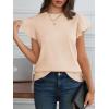imageCicy Bell Womens Ruffle Sleeve Cropped Sweaters Tops Ribbed Knit Lightweight Crewneck Pullover Casual Trendy T Shirts BlousesBeige