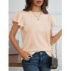 imageCicy Bell Womens Ruffle Sleeve Cropped Sweaters Tops Ribbed Knit Lightweight Crewneck Pullover Casual Trendy T Shirts BlousesBeige