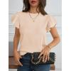 imageCicy Bell Womens Ruffle Sleeve Cropped Sweaters Tops Ribbed Knit Lightweight Crewneck Pullover Casual Trendy T Shirts BlousesBeige