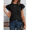 imageCicy Bell Womens Ruffle Sleeve Cropped Sweaters Tops Ribbed Knit Lightweight Crewneck Pullover Casual Trendy T Shirts BlousesBlack