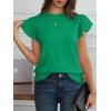 imageCicy Bell Womens Ruffle Sleeve Cropped Sweaters Tops Ribbed Knit Lightweight Crewneck Pullover Casual Trendy T Shirts BlousesGreen