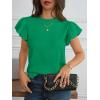 imageCicy Bell Womens Ruffle Sleeve Cropped Sweaters Tops Ribbed Knit Lightweight Crewneck Pullover Casual Trendy T Shirts BlousesGreen