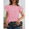 imageCicy Bell Womens Ruffle Sleeve Cropped Sweaters Tops Ribbed Knit Lightweight Crewneck Pullover Casual Trendy T Shirts BlousesPink