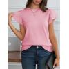 imageCicy Bell Womens Ruffle Sleeve Cropped Sweaters Tops Ribbed Knit Lightweight Crewneck Pullover Casual Trendy T Shirts BlousesPink