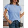 imageCicy Bell Womens Ruffle Sleeve Cropped Sweaters Tops Ribbed Knit Lightweight Crewneck Pullover Casual Trendy T Shirts BlousesSky Blue