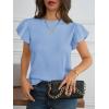 imageCicy Bell Womens Ruffle Sleeve Cropped Sweaters Tops Ribbed Knit Lightweight Crewneck Pullover Casual Trendy T Shirts BlousesSky Blue