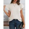 imageCicy Bell Womens Ruffle Sleeve Cropped Sweaters Tops Ribbed Knit Lightweight Crewneck Pullover Casual Trendy T Shirts BlousesWhite