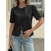 imageCicy Bell Womens Short Puff Sleeve Button Down Shirts Dressy Casual Blouses Summer Round Neck Cotton TopsBlack