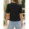 imageCicy Bell Womens Short Puff Sleeve Button Down Shirts Dressy Casual Blouses Summer Round Neck Cotton TopsBlack