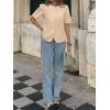 imageCicy Bell Womens Short Puff Sleeve Button Down Shirts Dressy Casual Blouses Summer Round Neck Cotton TopsLight Khaki