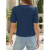 imageCicy Bell Womens Short Puff Sleeve Button Down Shirts Dressy Casual Blouses Summer Round Neck Cotton TopsNavy