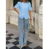 imageCicy Bell Womens Short Puff Sleeve Button Down Shirts Dressy Casual Blouses Summer Round Neck Cotton TopsSky Blue