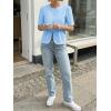 imageCicy Bell Womens Short Puff Sleeve Button Down Shirts Dressy Casual Blouses Summer Round Neck Cotton TopsSky Blue