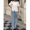 imageCicy Bell Womens Short Puff Sleeve Button Down Shirts Dressy Casual Blouses Summer Round Neck Cotton TopsWhite