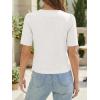 imageCicy Bell Womens Short Puff Sleeve Button Down Shirts Dressy Casual Blouses Summer Round Neck Cotton TopsWhite