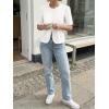 imageCicy Bell Womens Short Puff Sleeve Button Down Shirts Dressy Casual Blouses Summer Round Neck Cotton TopsWhite