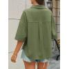 imageCicy Bell Womens Short Sleeve Button Down Shirts V Neck Loose Fit Cotton Blouses Casual Summer Tops with PocketsArmy Green