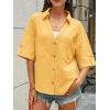imageCicy Bell Womens Short Sleeve Button Down Shirts V Neck Loose Fit Cotton Blouses Casual Summer Tops with PocketsYellow