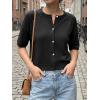 imageCicy Bell Womens Short Sleeve Sweater Cardigan Casual Button Down Lightweight Cropped Ribbed Knit TopsBlack