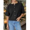 imageCicy Bell Womens Short Sleeve Sweater Cardigan Casual Button Down Lightweight Cropped Ribbed Knit TopsBlack